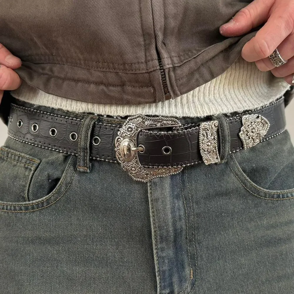Vintage black alligator skin western